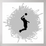 Volleyball Scribble Style (Male) Poster