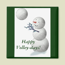 Volleyball Snowman Christmas magnets