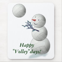Volleyball Snowman Christmas mousepads