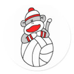 Volleyball Sock Monkey Stickers