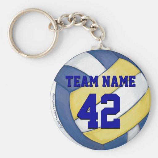 Volleyball Team Name and Number Basic Round Button Keychain Zazzle