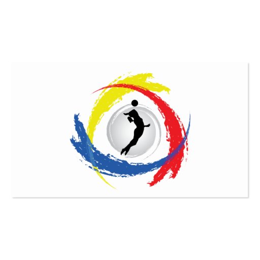 Volleyball Tricolor Emblem (Female) Business Card Templates