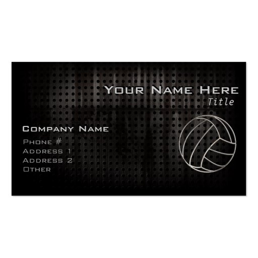 Volleyballl; Cool Black Business Card (front side)
