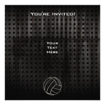 Volleyballl; Cool Black Custom Invites