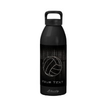 Volleyballl; Cool Black Reusable Water Bottles