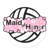 VolleyBride Maid of Honor Round Stickers