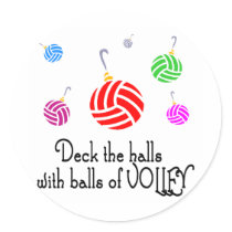 VolleyChick Deck the Halls Round Stickers