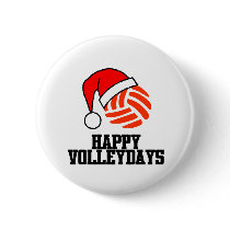 VolleyChick Happy Volleydays Santa Ball Pinback Buttons