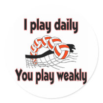 VolleyChick I play Daily Round Sticker