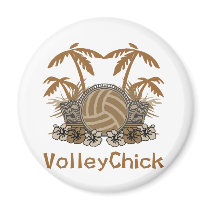 VolleyChick Two Tiki Fridge Magnets
