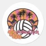 VolleyChickPalmBeach Round Stickers