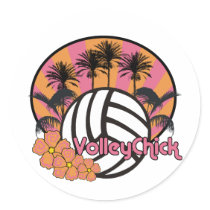 VolleyChickPalmBeach Round Stickers