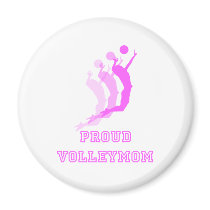 VolleyChickProudMomDark Fridge Magnet