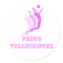 VolleyChickProudMomDark Round Stickers