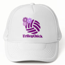 VolleyChickPurpleFlowers Mesh Hat