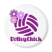 VolleyChickPurpleFlowers Refrigerator Magnet