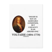 Voltaire Doubt Is Not An Agreeable Condition Quote Post Card