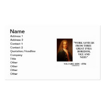 Voltaire Work Saves Us From Three Great Evils Business Card