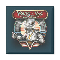 Volto-Vac Retro Robot Square Magnet by Retropolis_Travel Volto-Vac Retro Robot Square Magnet