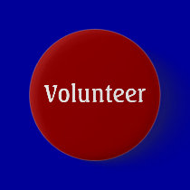 Volunteer Button - White on Red buttons