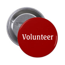Volunteer Button - White on Red
