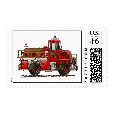 Volunteer Fire Truck Stamps by art1st