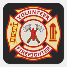 Volunteer Firefighter Maltese Cross Square Stickers