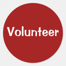 Volunteer Stickers - White on Red