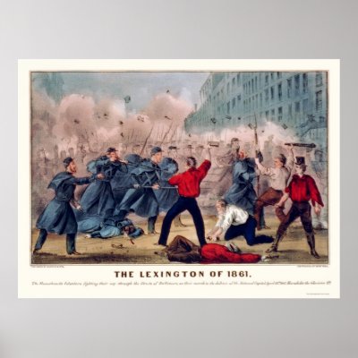 Volunteer Street Fight in Baltimore 1861 Posters by lc_civilwar