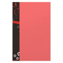 Volutes with flowers on black reason - stationery design