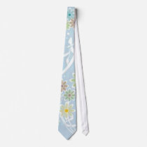 Volutes with flowers on blue reason neckties