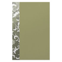Volutes with flowers on green reason - stationery paper
