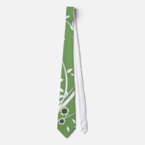 Volutes with flowers on green reason - necktie