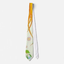 Volutes with flowers on green reason - necktie