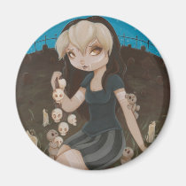 Voodoo GOTH girl skull magnets