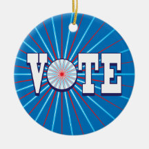 VOTE (blue - red) Circle Ornament