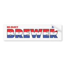 Vote Brewer 2010 Elections Red White and Blue Bumper Sticker
