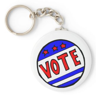 VOTE circle seal with stars and stripes red blue keychain
