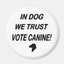 Vote Dog with Black Text Button Fridge Magnets
