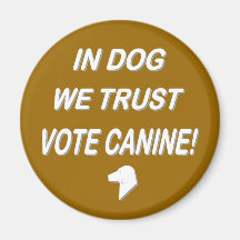 Vote Dog with White Text Fridge Magnets
