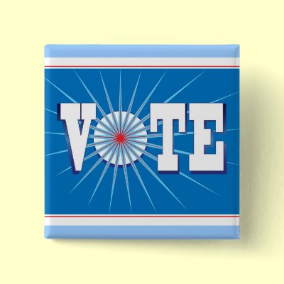 VOTE Elections Button - square / blue by NowPower