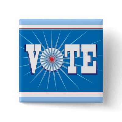 VOTE Elections Button - square / blue by NowPower