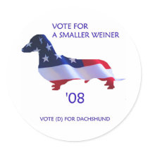 Vote for a smaller weiner sticker by coffeebeankennel Vote for a smaller weiner sticker