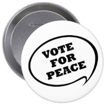 Vote For Peace White Button buttons