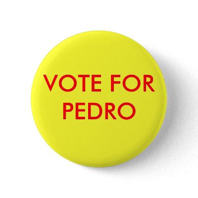 VOTE FOR PEDRO Button by irishmurphy37