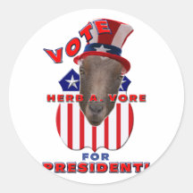VOTE HERB A VORE FOR PRESIDENT! GOAT ROUND STICKER