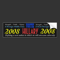 Vote Hillary 2008 Bumper Sticker - Overcome bumper stickers