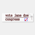 "Vote Jane Doe" Congress Bumper Bumper Stickers