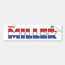 Vote Miller 2010 Elections Red White and Blue Bumper Sticker