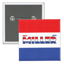Vote Miller 2010 Elections Red White and Blue Pinback Button